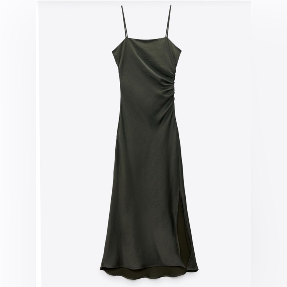 Zara Sage Green Satin Dress